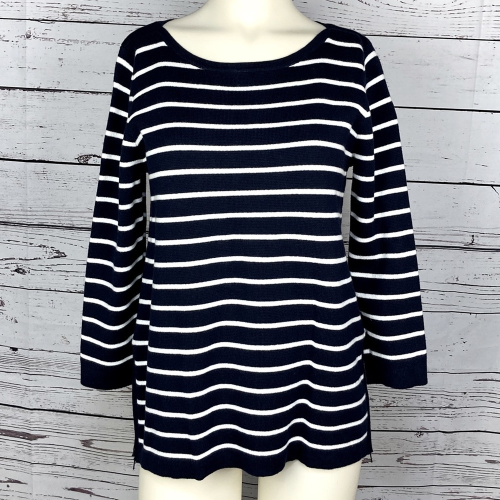 J. Crew Navy White Stripe Nautical Sweater Sz Sm